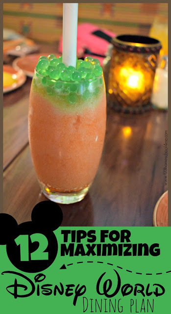 Maximize your Disney Dining Plan with these 15 tips and tricks to help you strategically selecting dining locations and menu items to get the best value out of your meal plan and make the most out of your Disney eats. Plus don't miss all these yummy disney snacks too!