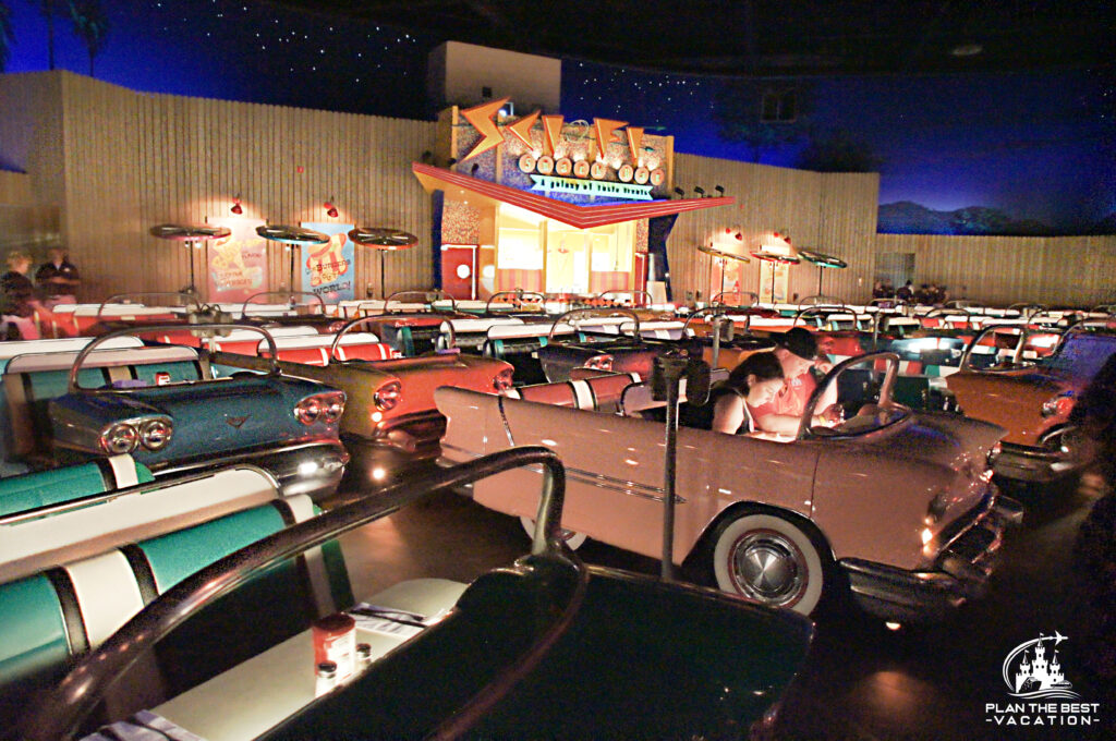do dinner and a show at the super fun 50s style drive in theatre where you will dine in a car and eat all american food like burgers with sci fi movie clips