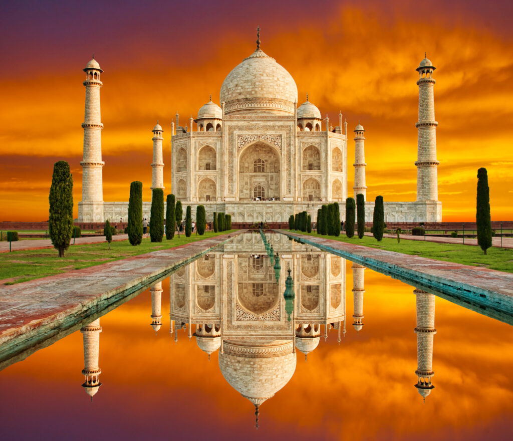 Taj Mahal India - white marble mausoleum on Yamuna river
