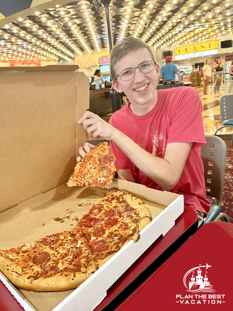 order a whole large  pizza as a quick service meal at select resorts