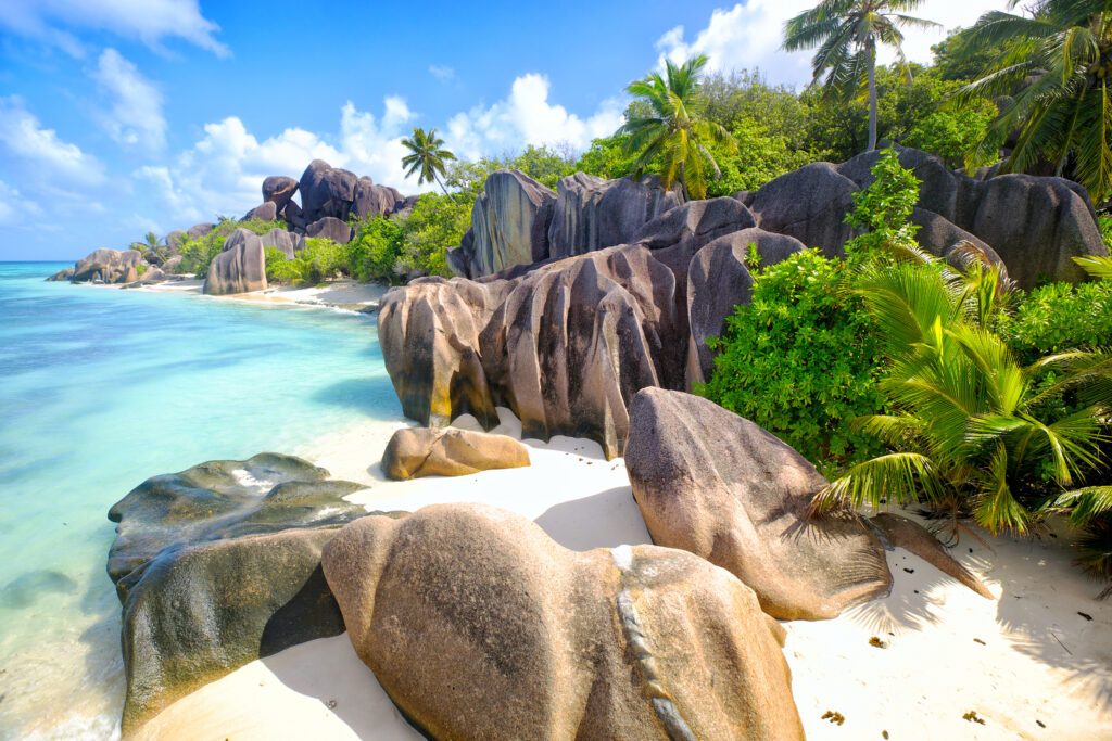 Anse Source d'Argent, Seychelles africa beach with beautiful boulders