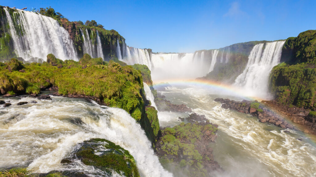 Argentina Iguazu Waterfalls Argentina Side Garganta del Diablo with rainbow