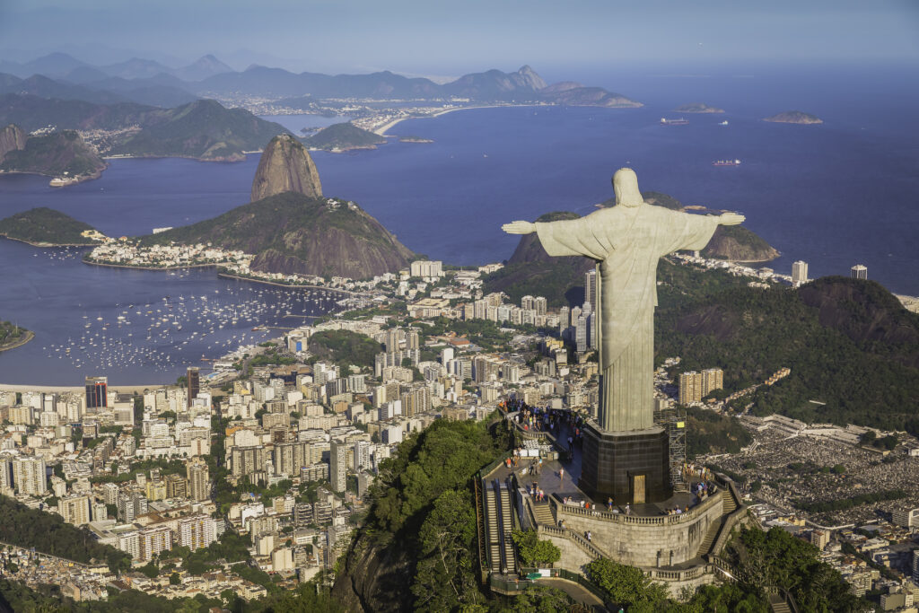 Christ The Redeemer In Rio De Janeiro Brazil. Corcovado Mountain.
