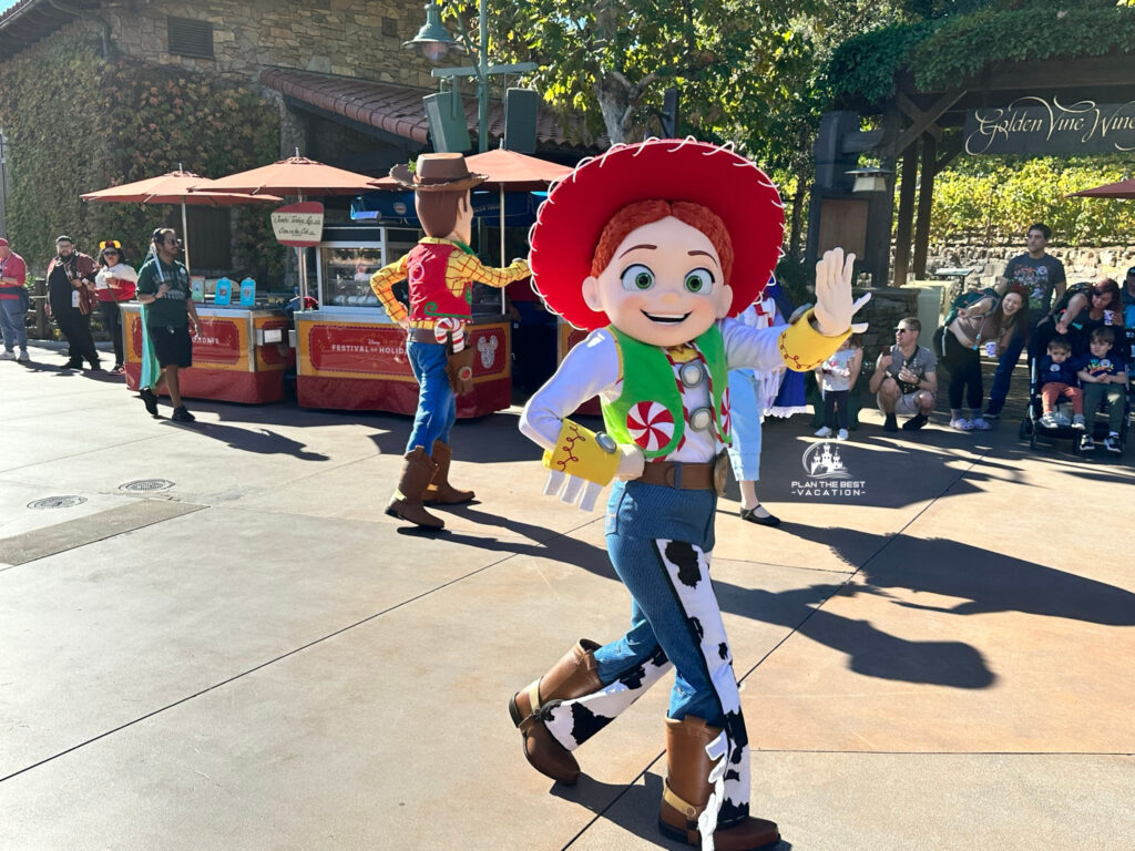 Christmas Jessie from Toy Story 2 at Disneyland California Adveture Park Hoilday Cavilcades