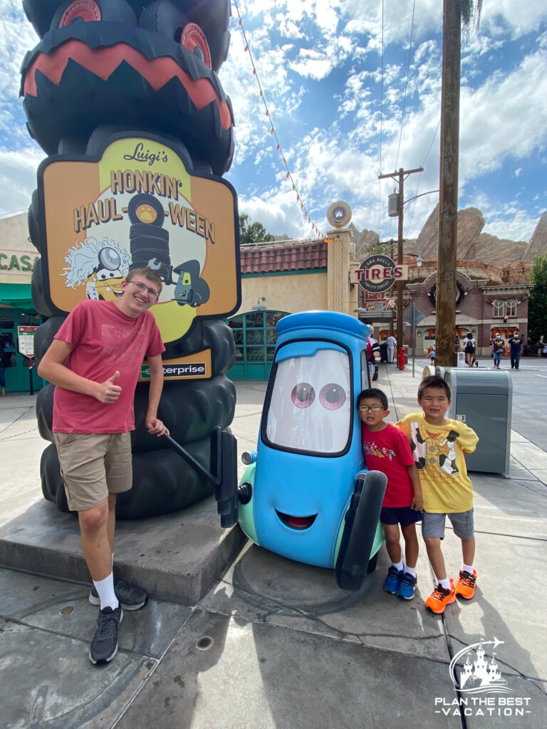Honkin Haul-o-Week Luigis tires ride at Carsland Disneyland California Adventure Park for Halloween