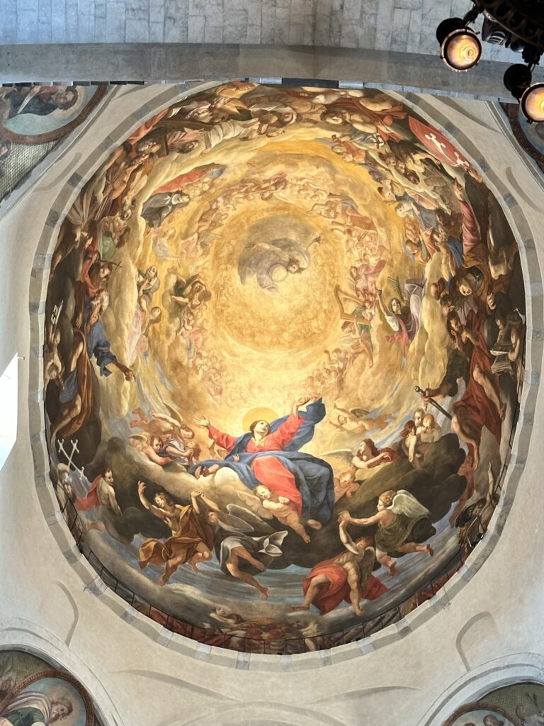 beautiful paintings on dome of siena cathedral