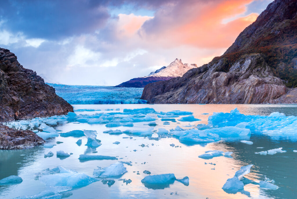 Visiti Patagonian Fjords in teh spring to see ice still in the water, adding to the dramatic scenery! South America