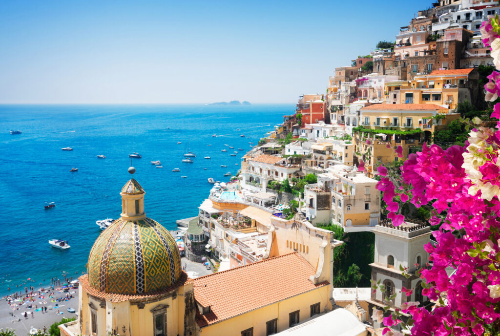 Positano is a charming Italian city on the Amalfi Coast in Italy with dramatic views of the Mediterranean Sea