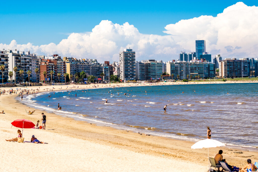 Pocitos Beach is a ctiy owned beach on the Ramble of Montevideo in Uruguay
