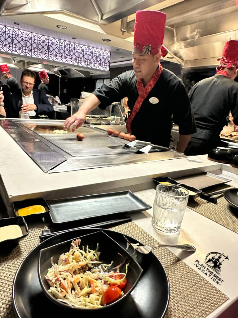 Teppanyaki specialty dining is a fun Japanese restaurant where they cook in front of you with style and flavor