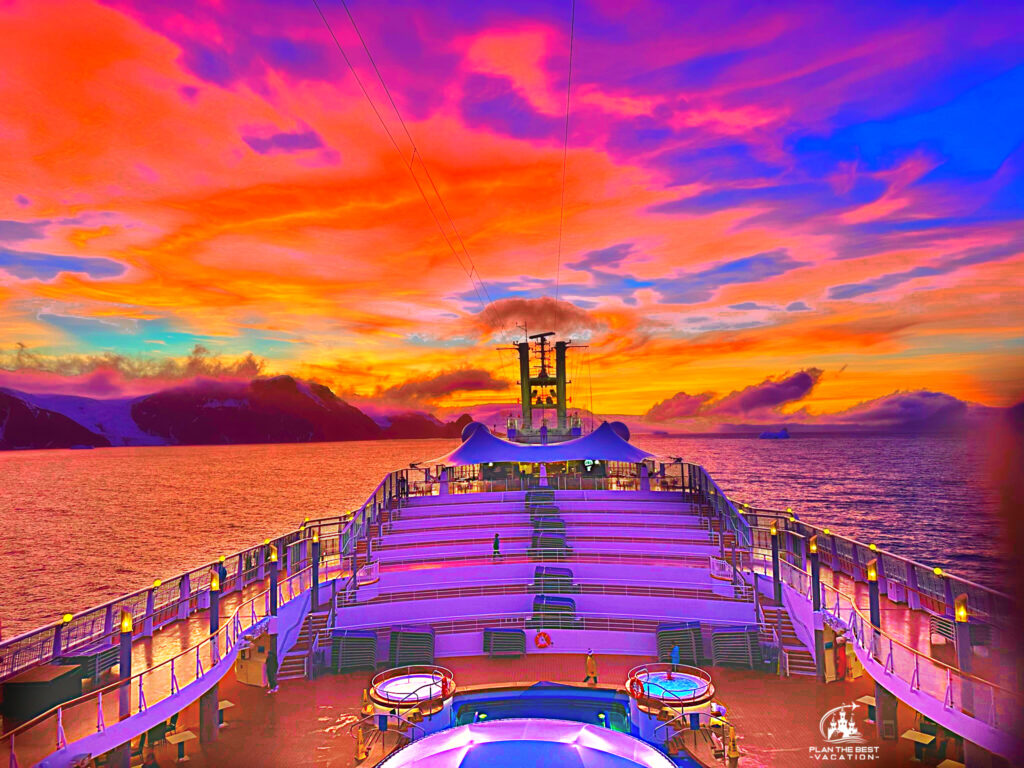 breathtaking sunset on the NCL star and pool deck on decks 11 and 12
