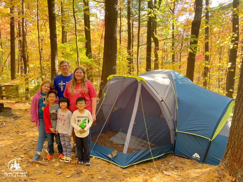 camping with kids in the fall