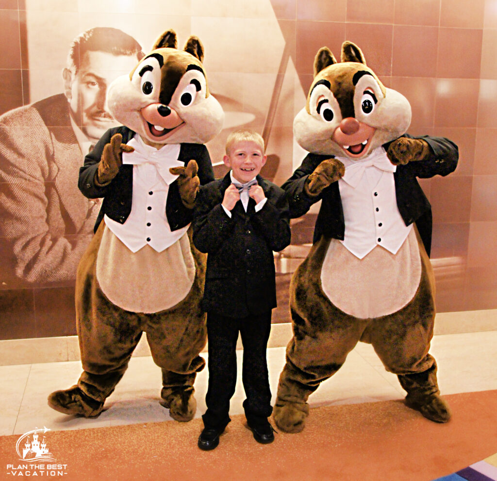 character interactions like formal night with chip and dale in their tuxedos