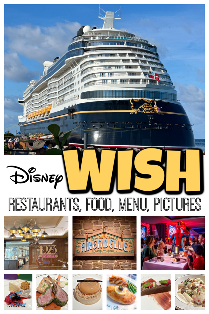 The Disney Wish is currently the newest cruise ship in the Disney Cruise Line fleet. This 5th ship debuted with some new restaurants with new menus to delight families. Plus these Disney Wish Restaurants include restaurants with entertainment for dinner and a show! Let me tell you all about the Disney Wish Dining with lots of details pictures, as well as the Disney Wish Food Menus.