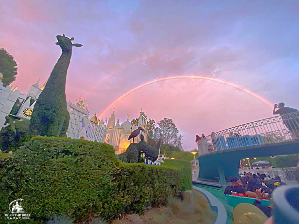 double rainbow over small world ride at disneyland