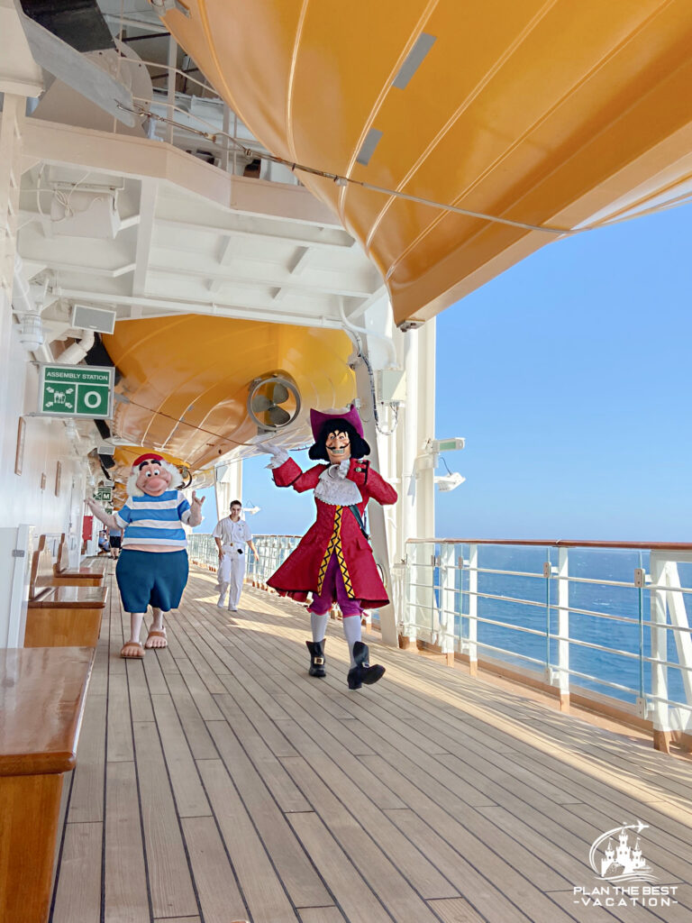 hanging out on deck when captain hook and mr smee come walking by to say hi
