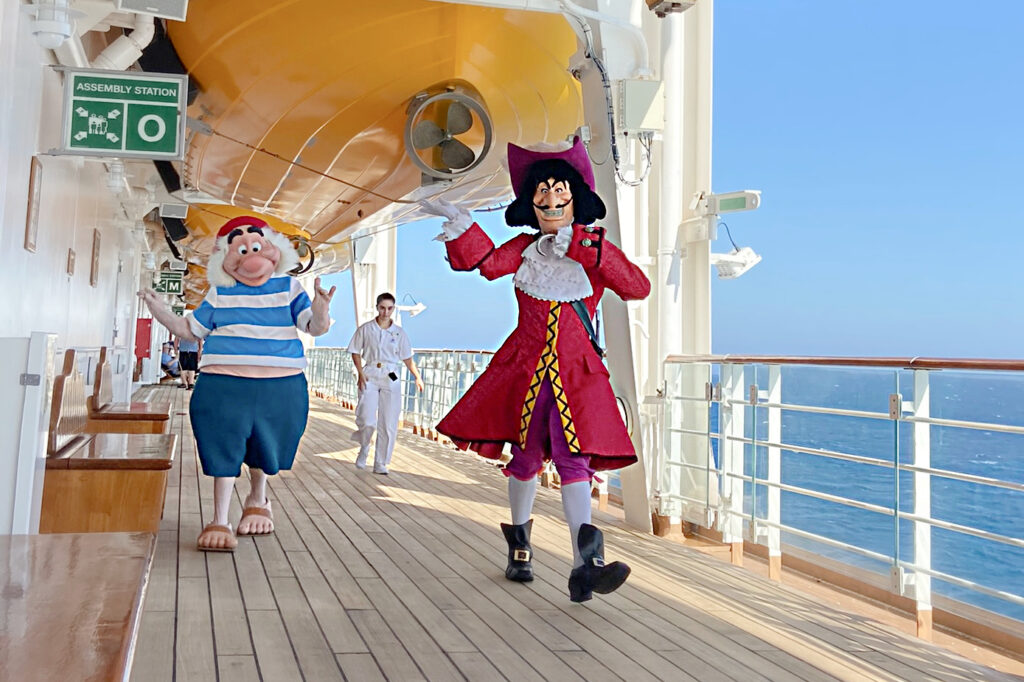 hanging out on deck when captain hook and mr smee come walking by to say hi