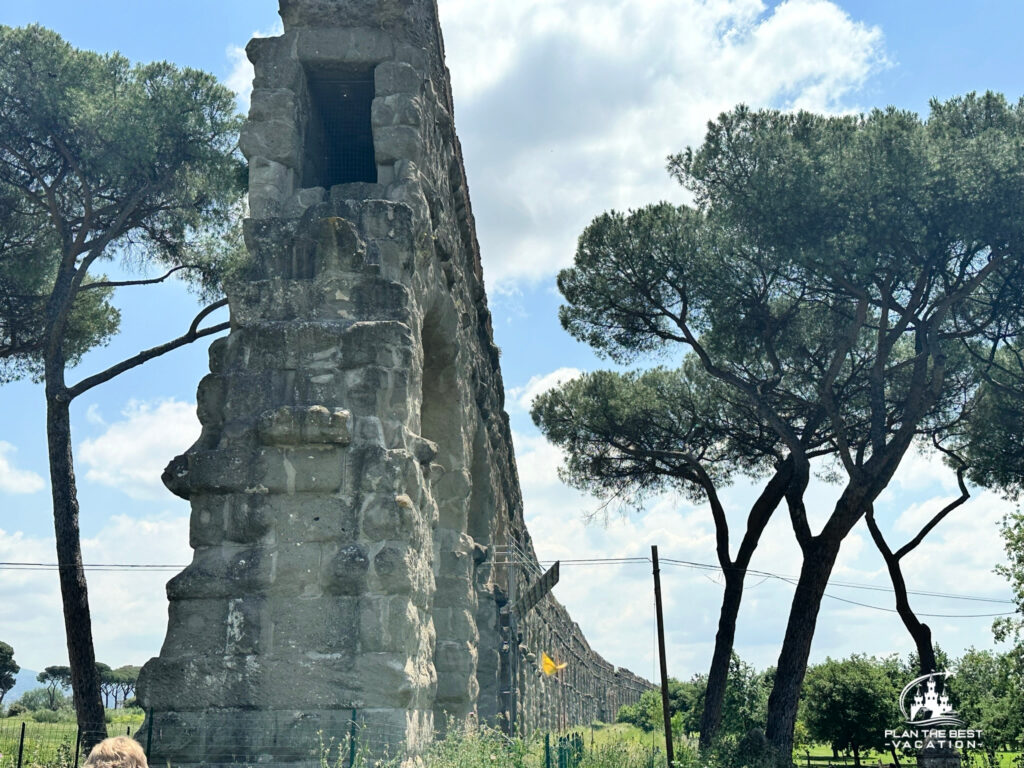 inside of a roman aqueduct where the water would flow, covered