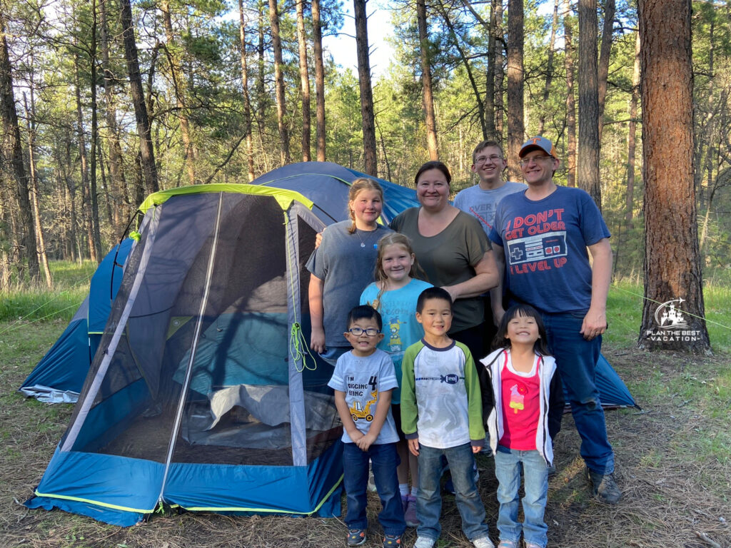 large family tent camping