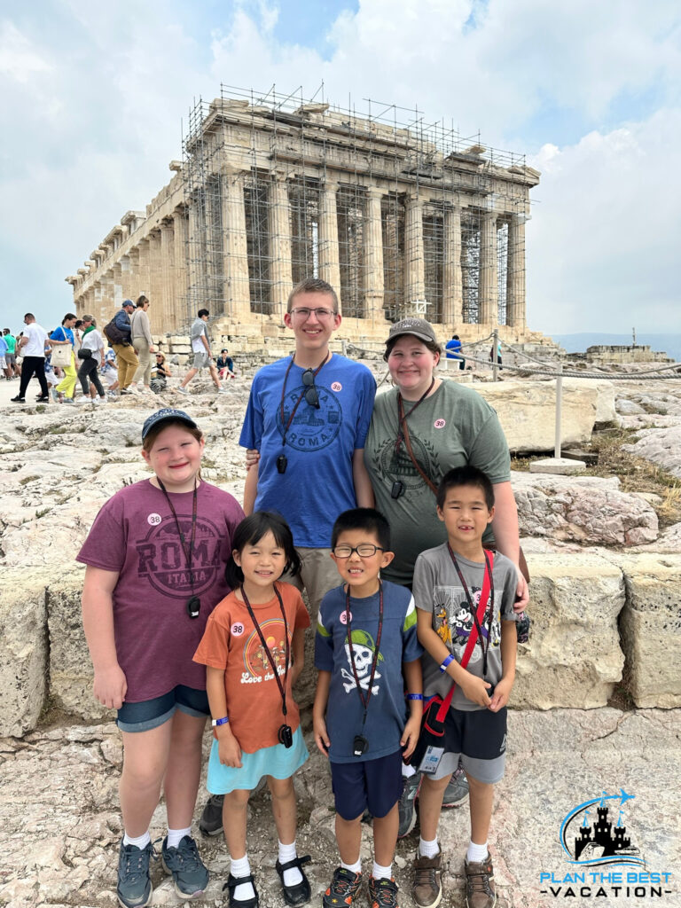 parthenon with family in front