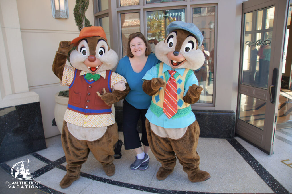 plan the best vacation owner beth gorden with chip and dale at Disneyland California Adventure Park