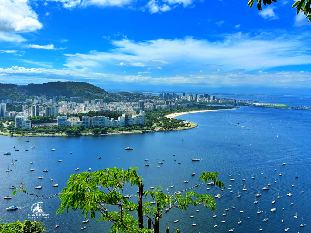 rio de janeiro brazil view with beach and sailboats from sugarloaf mountain