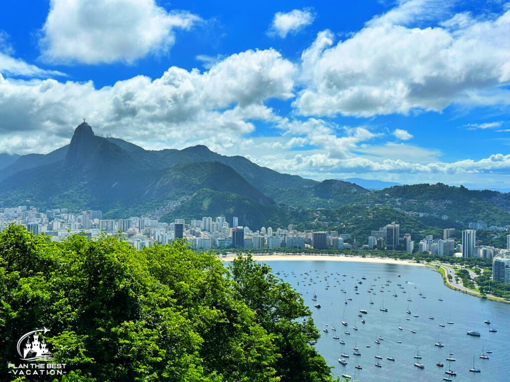 rio de janeiro brazil with sailboats in water view from sugarloaf mountain