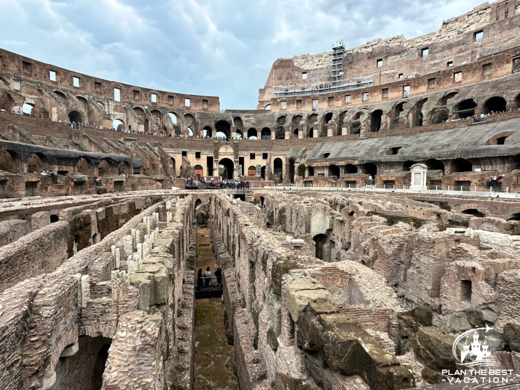 tunnels under colosseum where they brought up the animals including elephants lions bears etc