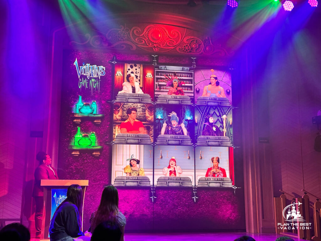 villains game night is just one of the many family games shows and disney cruise line activities