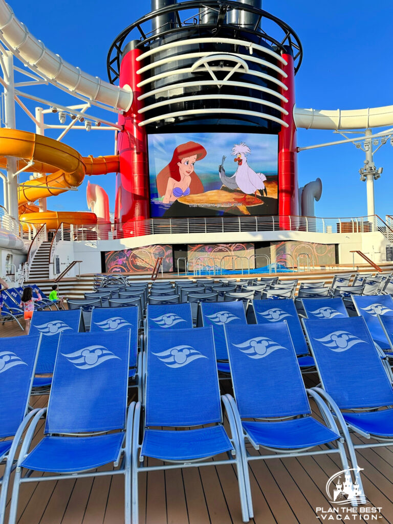 movies by the pool continuously all day long is fun for the whole family on a disney cruise