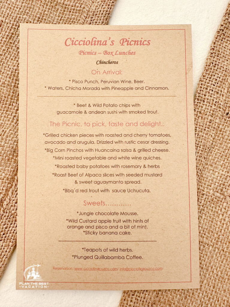 Center for Traditional Textiles of Cusco lunch menu