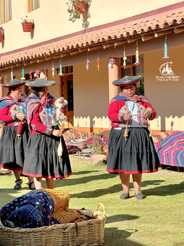 Center for Traditional Textiles of Cusco spinning yarn demonstration