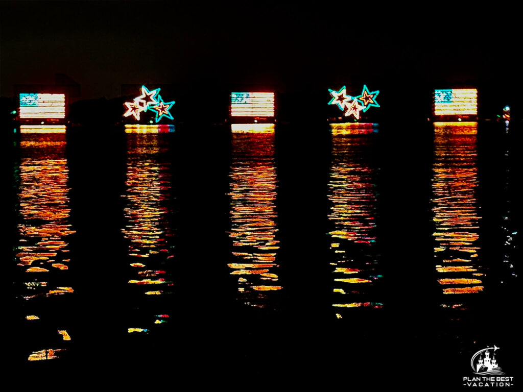 Electrical Water Pageant on the lake by the MK boat launch in fort wilderness resort