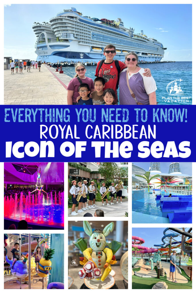 Learn about the largest cruise ship in the world - Royal Caribbean Icon of the Seas in our thorough review: food, entertainment, staterooms, and tips for a fantastic family vacation!