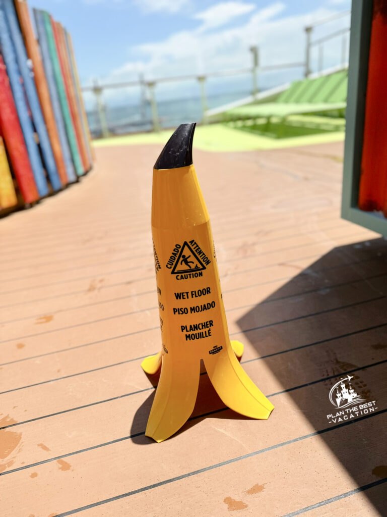 banana wet floor safety cone on icon of the seas is so cute