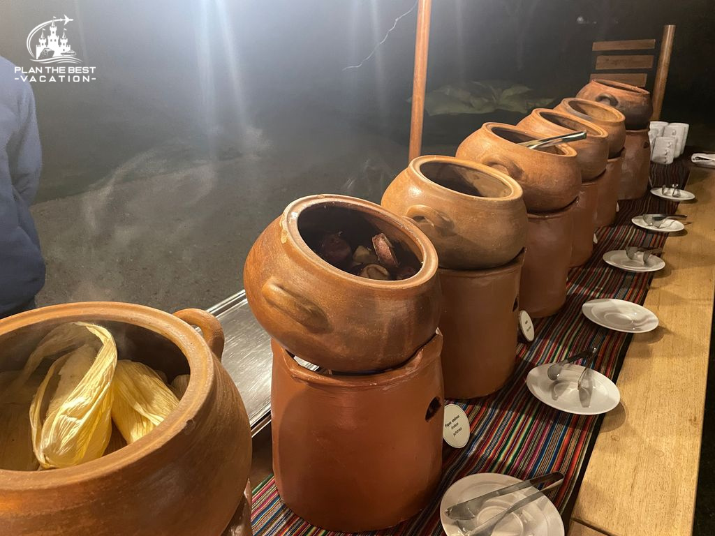 beautiful Pachamanca buffet in traditional terra cotta pots