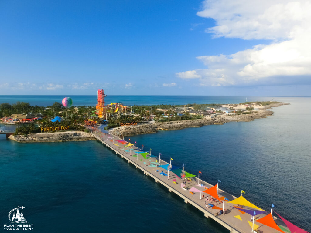 coco cay bahamas overview of the pier and beautiful private island of royal caribbea