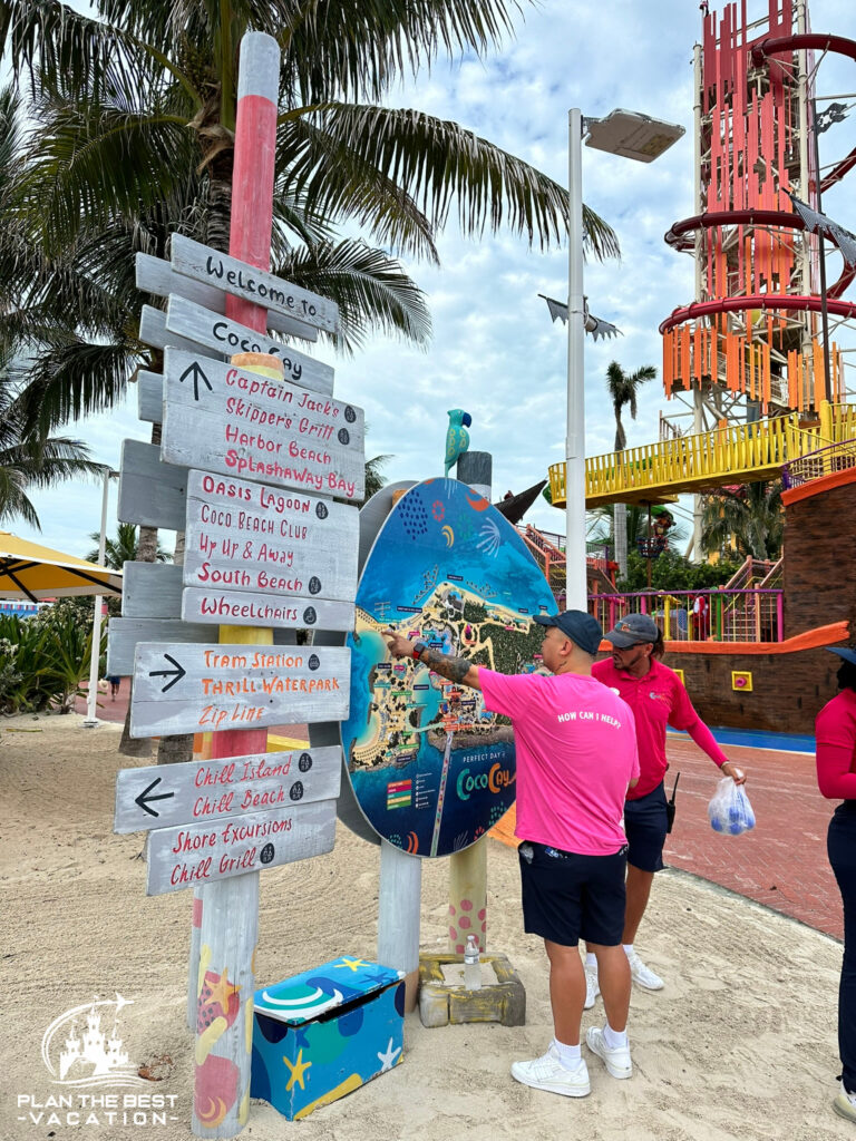 finding your way around cococay map and signage royal caribbean