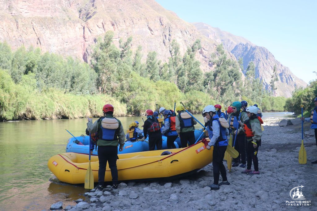 getting ready for Raft Trip Down the Urubamba River