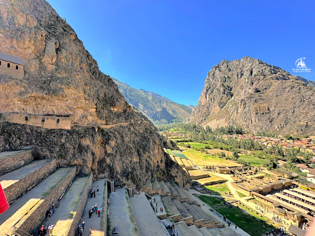 halfway up Ollantaytambo Ruins in Sacred Valley of Peru view