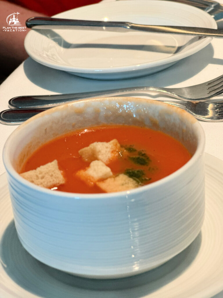 icon of the seas main dining room food appetizer roasted tomato soup