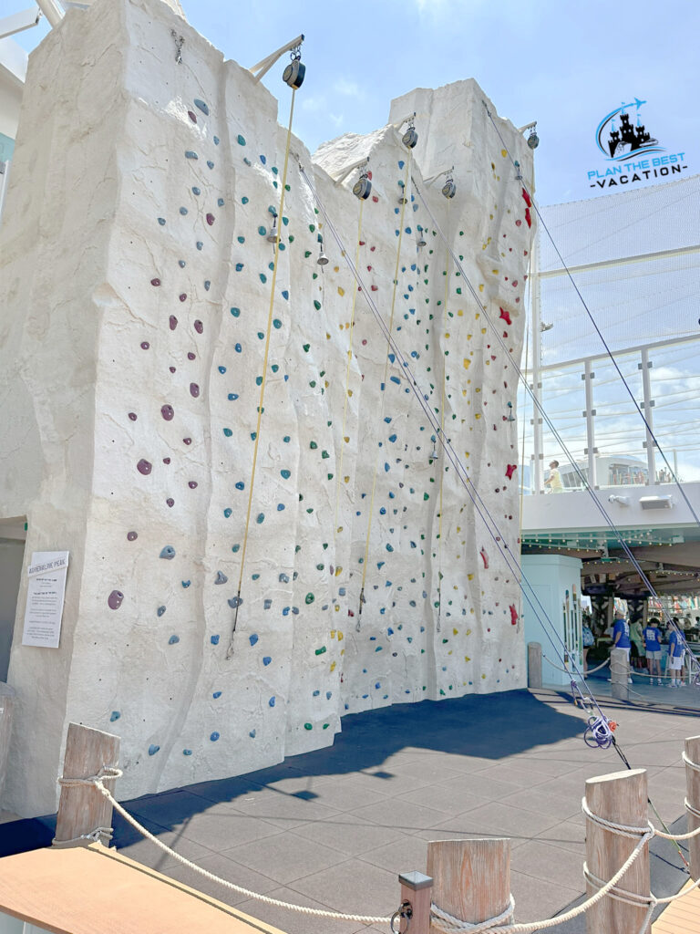 Take the challenge and climb up the impressive 40 foot rock climbing wall that faces the ocean. This activity is included in your cruise fare, but is not open continuously so check your ap for hours for your age.