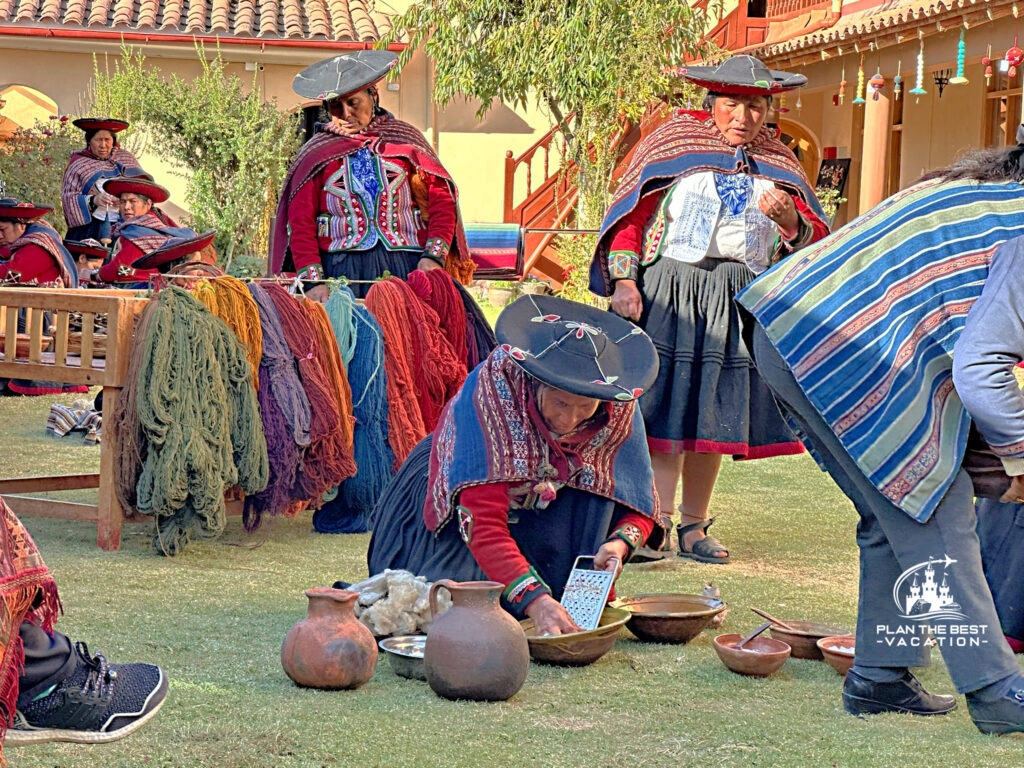 llama wool dying demonstration