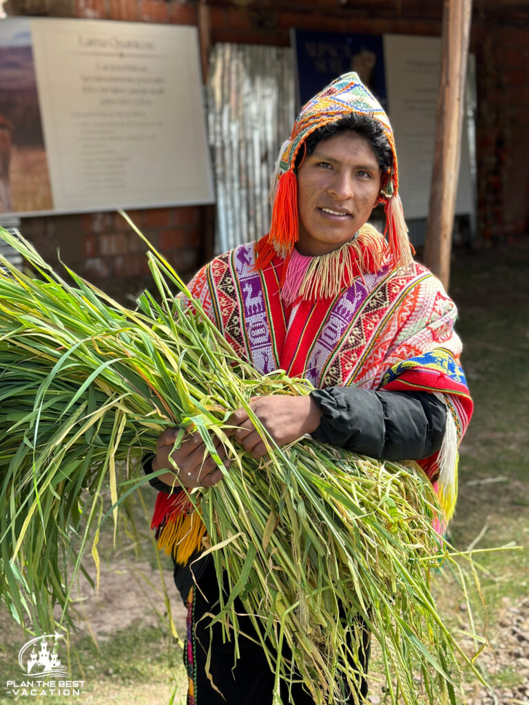 man from peru in traditional peruvian clothes from andes mountains