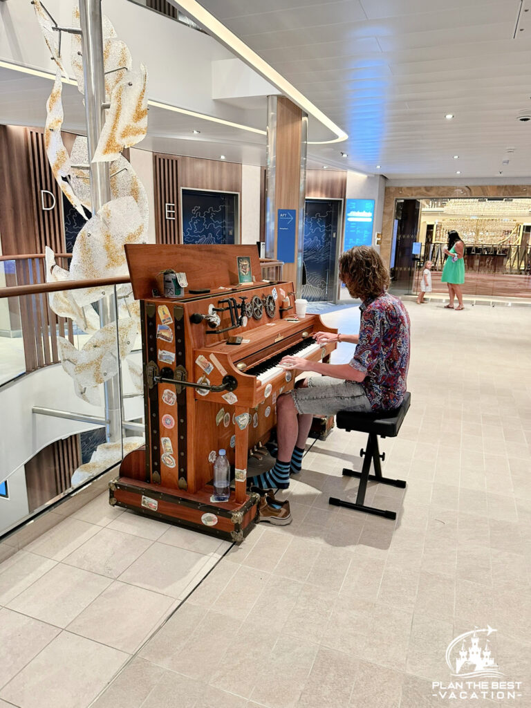 piano man on icon of the seas shows up all over including in the elevators