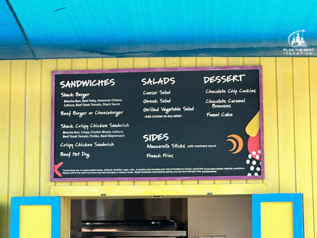 royal caribbean coco cay snack shack menu