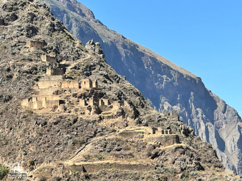 ruins on the side of the mountain Ollantaytambo Ruins in Sacred Valley of Peru