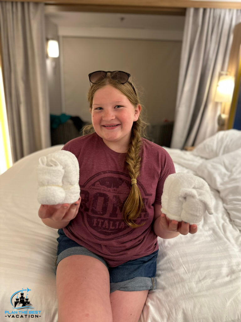 size of typical towel animals on royal caribbean icon of the seas now hand size