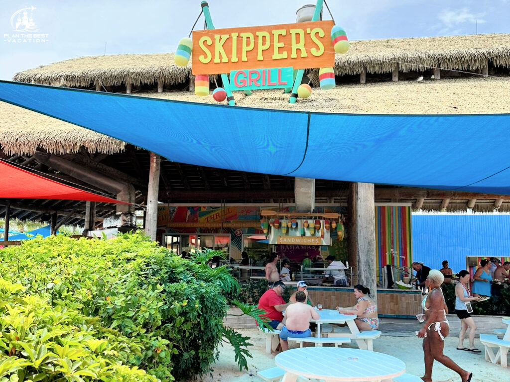 skipper's grill is one of the free places to eat on royal caribbeans private island cococay