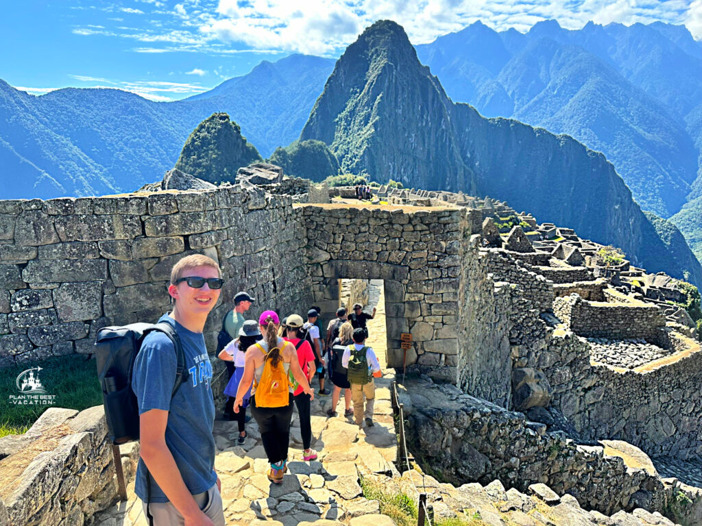 walking around machu pichu ruins in peru